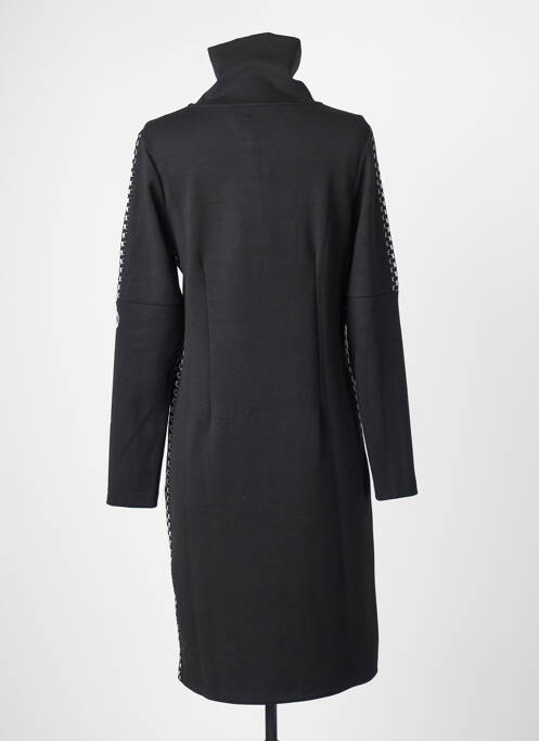 Robe mi-longue imprimé fantaisie manches longues noir DOLCEZZA femme