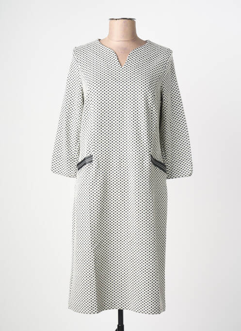 Robe mi-longue imprimé fantaisie manches longues noir FRANK WALDER femme