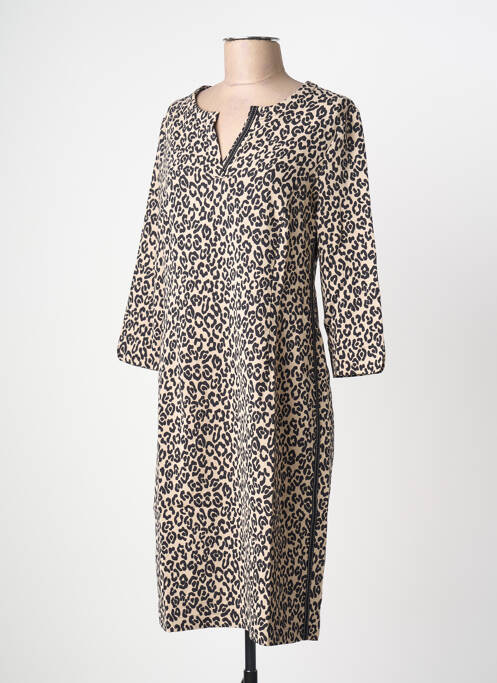 Robe mi-longue manches 3/4 manches 3/4 beige FRANK WALDER femme