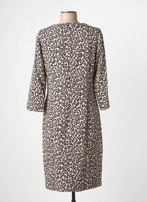 Robe mi-longue manches 3/4 manches 3/4 beige FRANK WALDER femme