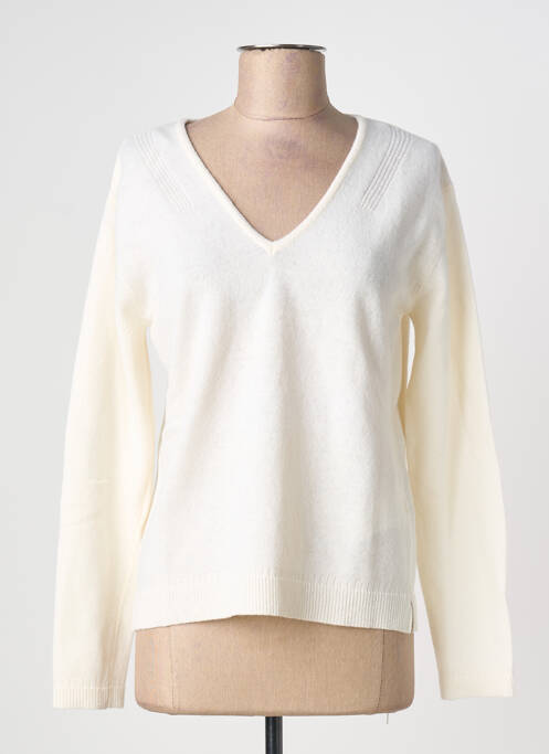Pull col v manches longues blanc ARMOR LUX femme