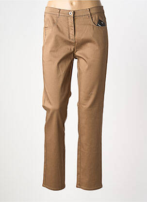 Pantalon slim tissage popeline taille normale marron FRANK WALDER femme