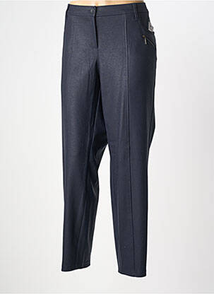 Pantalon droit fermeture zippée sous rabat boutonné taille normale bleu FRANK WALDER femme