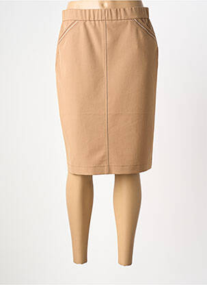 Jupe mi-longue stretch marron FRANK WALDER femme