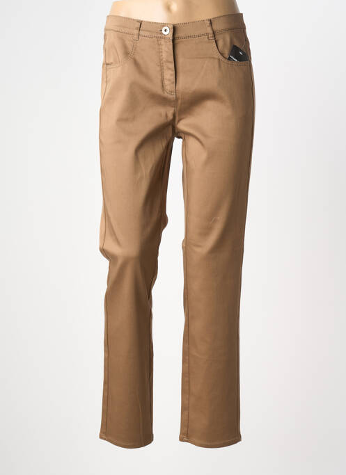 Pantalon slim tissage popeline taille normale marron FRANK WALDER femme
