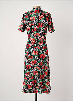 Robe mi-longue imprimé fleurs manches courtes noir KING LOUIE femme