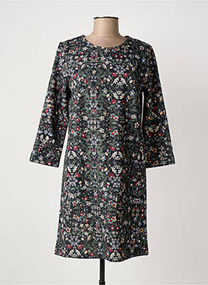 Robe courte imprimé fleurs manches longues noir MAMATAYOE femme