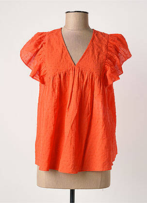 Blouse légère et transparente manches courtes orange BELLEROSE femme