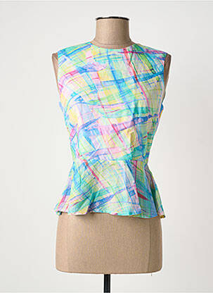 Top imprimé fantaisie sans manche bleu KOMODO femme