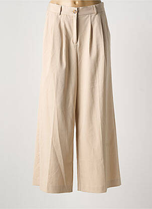 Pantalon large fermeture zippée sous rabat boutonné taille haute beige KING LOUIE femme