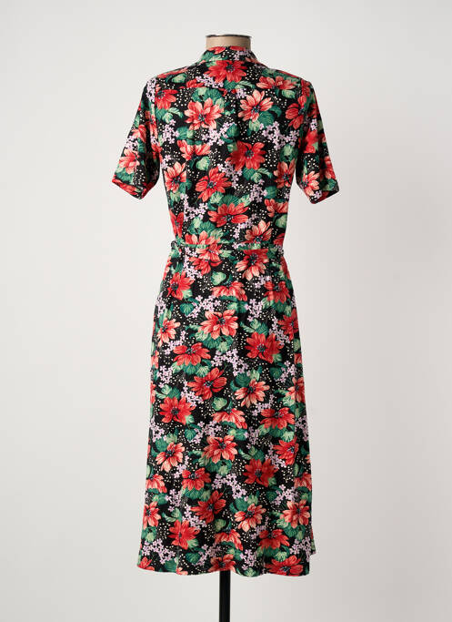 Robe mi-longue imprimé fleurs manches courtes noir KING LOUIE femme