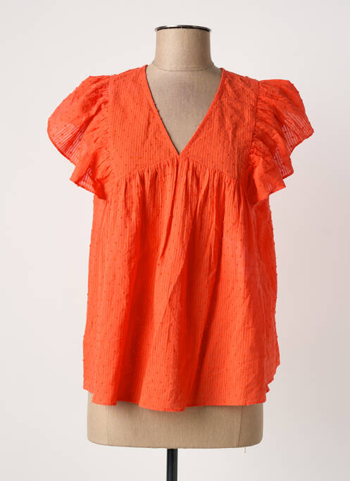 Blouse légère et transparente manches courtes orange BELLEROSE femme