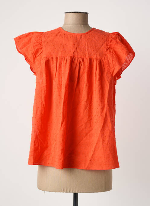 Blouse légère et transparente manches courtes orange BELLEROSE femme
