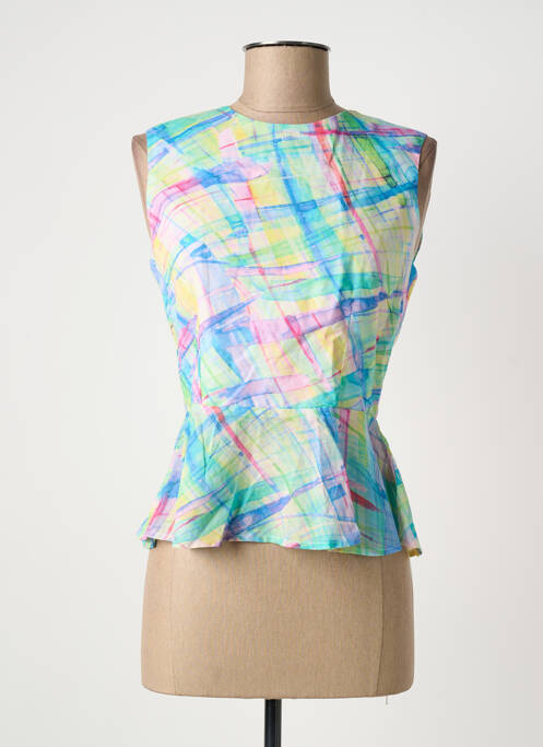 Top imprimé fantaisie sans manche bleu KOMODO femme