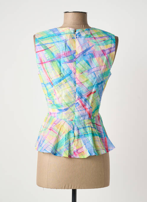 Top imprimé fantaisie sans manche bleu KOMODO femme