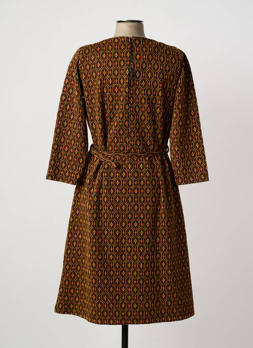 Robe mi-longue imprimé fantaisie manches longues marron KING LOUIE femme