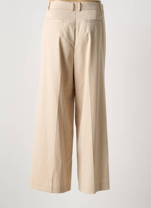 Pantalon large fermeture zippée sous rabat boutonné taille haute beige KING LOUIE femme