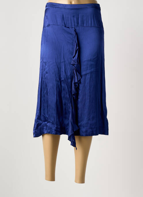 Jupe mi-longue fermeture zip latéral bleu BELLEROSE femme
