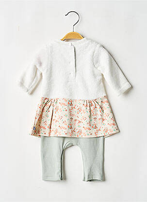 Combi-pantalon col rond manches longues blanc SUCRE D'ORGE fille