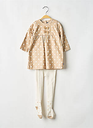 Robe courte manches longues manches longues beige SUCRE D'ORGE fille