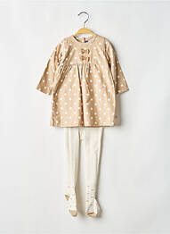 Robe courte doublure manches longues beige SUCRE D'ORGE fille