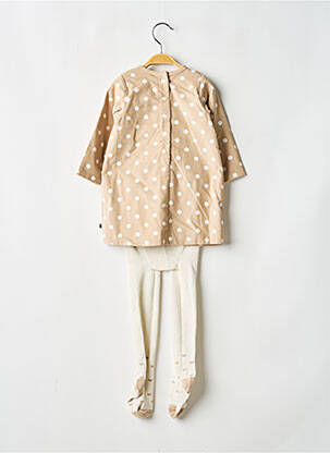 Robe courte manches longues manches longues beige SUCRE D'ORGE fille