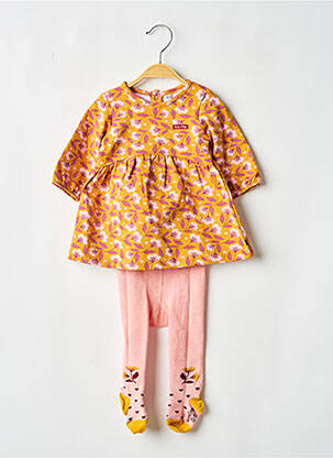 Robe courte manches longues manches longues orange SUCRE D'ORGE fille