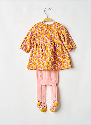 Robe courte manches longues manches longues orange SUCRE D'ORGE fille
