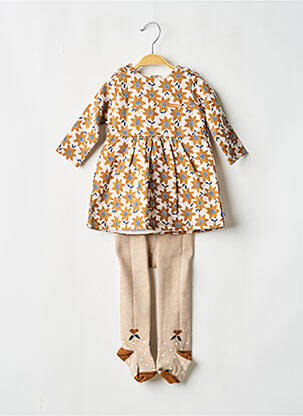 Robe courte manches longues manches longues marron SUCRE D'ORGE fille