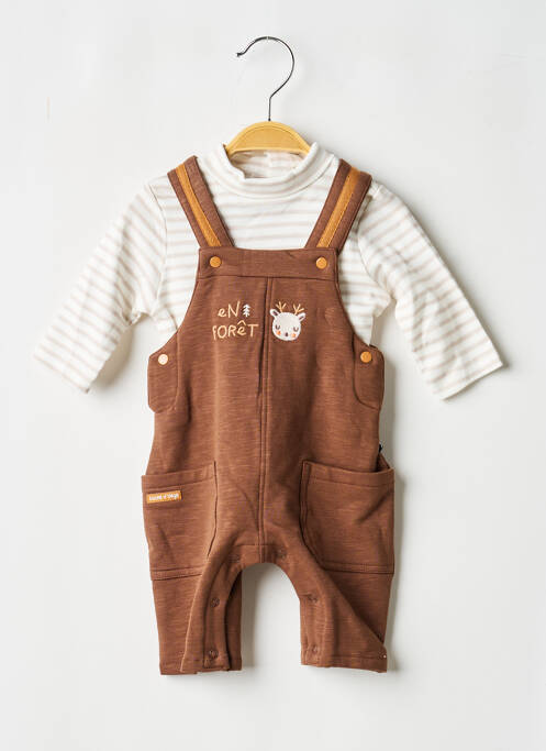 Ensemble pantalon fermeture pressionnée marron SUCRE D'ORGE garcon