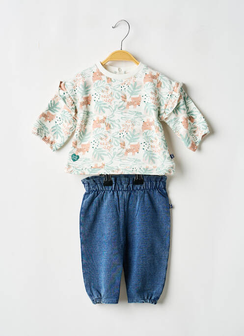 Ensemble pantalon resserrée sur le bas blanc SUCRE D'ORGE fille