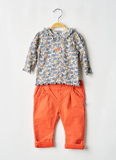 Ensemble pantalon type de haut t-shirt orange SUCRE D'ORGE fille