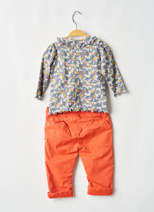 Ensemble pantalon type de haut t-shirt orange SUCRE D'ORGE fille