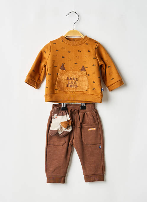 Ensemble pantalon maille fine marron SUCRE D'ORGE garcon