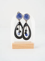 Boucles d’oreilles fermeture fermoir clips bleu NATURE BIJOUX femme