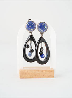 Boucles d’oreilles fermeture fermoir clips bleu NATURE BIJOUX femme