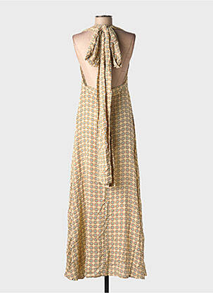 Robe longue imprimé fantaisie fines bretelles beige SURKANA femme