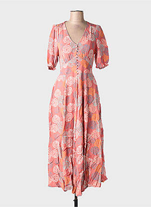 Robe mi-longue imprimé fantaisie manches courtes rose WHITE STUFF femme