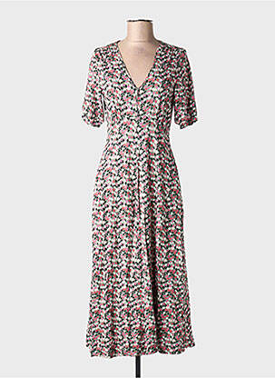 Robe longue manches courtes manches courtes vert WHITE STUFF femme