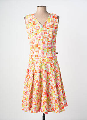 Robe mi-longue imprimé fantaisie sans manche orange KALI YOG femme