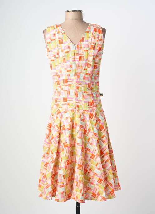 Robe mi-longue imprimé fantaisie sans manche orange KALI YOG femme