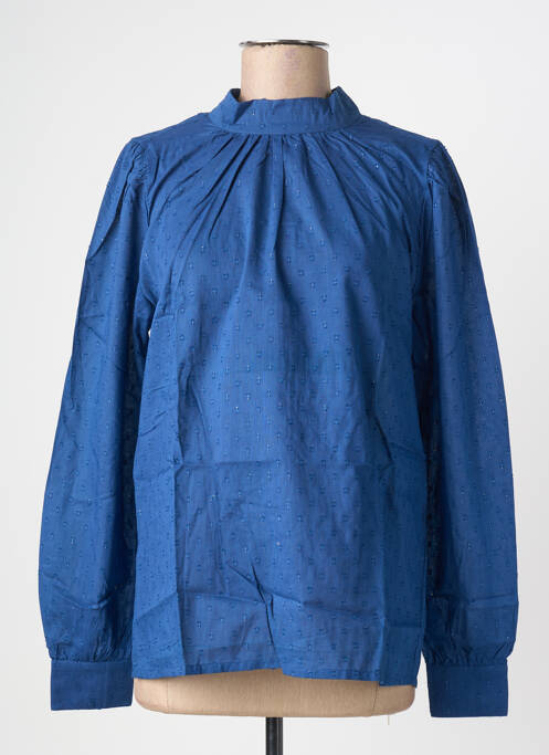 Blouse poignets boutonnés avec fente manches longues bleu EMILYANDFIN femme