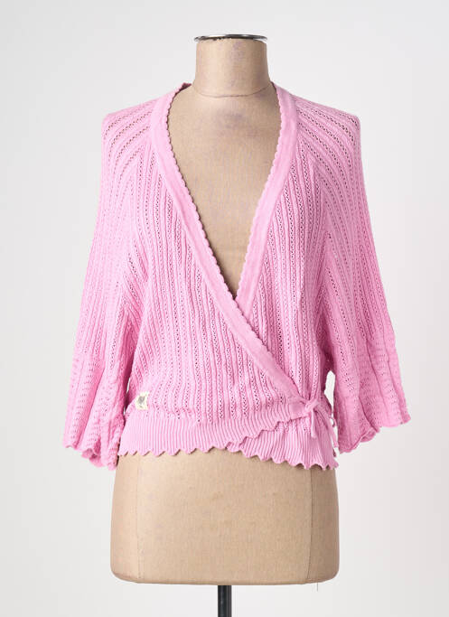 Gilet cache-cœur stretch rose BLUTSGESCHWISTER femme