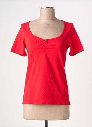 T-shirt col v manches courtes rouge BLUTSGESCHWISTER femme