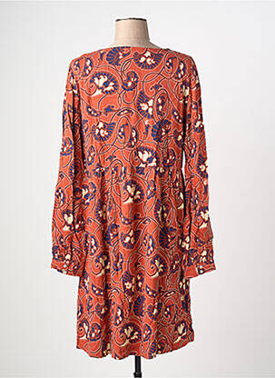 Robe mi-longue imprimé fleurs manches longues orange KING LOUIE femme