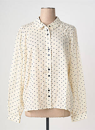 Chemisier tissage crêpe manches longues beige EMILYANDFIN femme