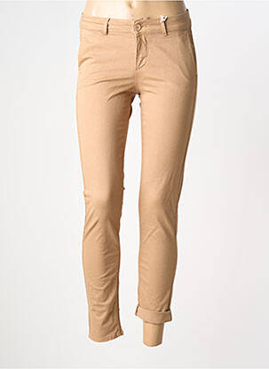 Pantalon chino tissage popeline taille normale beige KANOPE femme