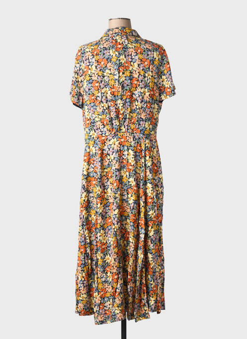 Robe longue imprimé fleurs manches courtes jaune EMILYANDFIN femme