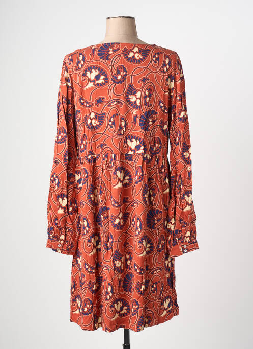 Robe mi-longue imprimé fleurs manches longues orange KING LOUIE femme