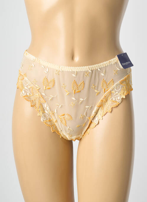 Tanga effet matière satinée jaune PRIMA DONNA femme